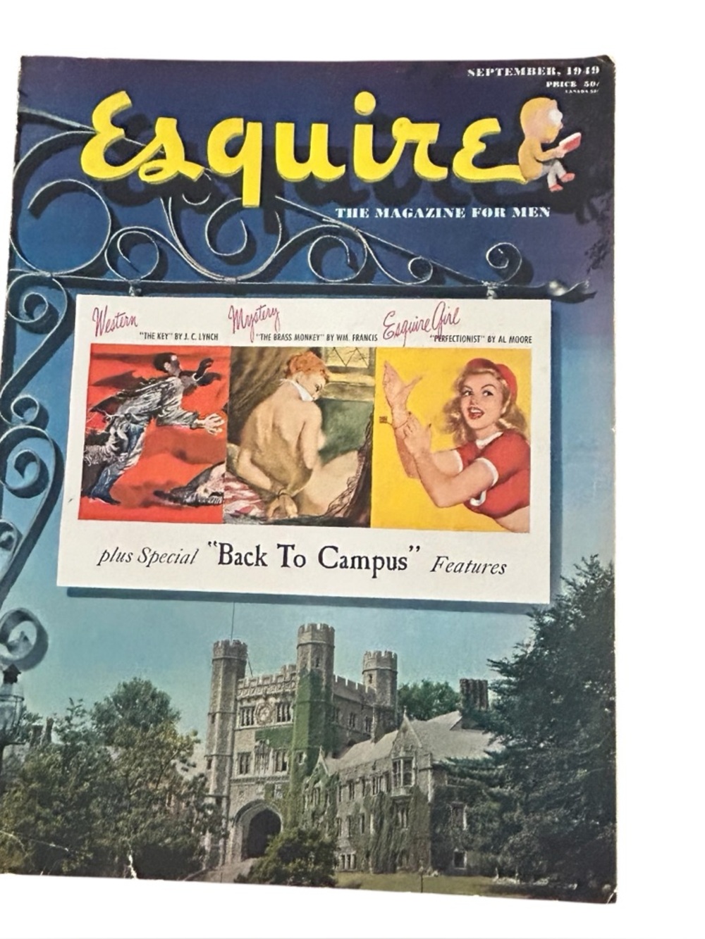 Esquire Mens Magazine September 1949 Back To Campus Issue Al Moore Pin Up Art
